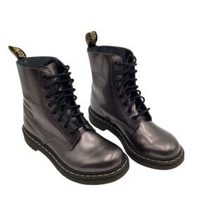 Dr.‎ Martens Pascal Metallic Pewter Combat Boots Women's Size 5 US